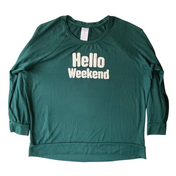 Secret Treasures Women Long Sleeve Sleepwear size L (12-14),Green, Hello Weekend - Picture 1 of 7